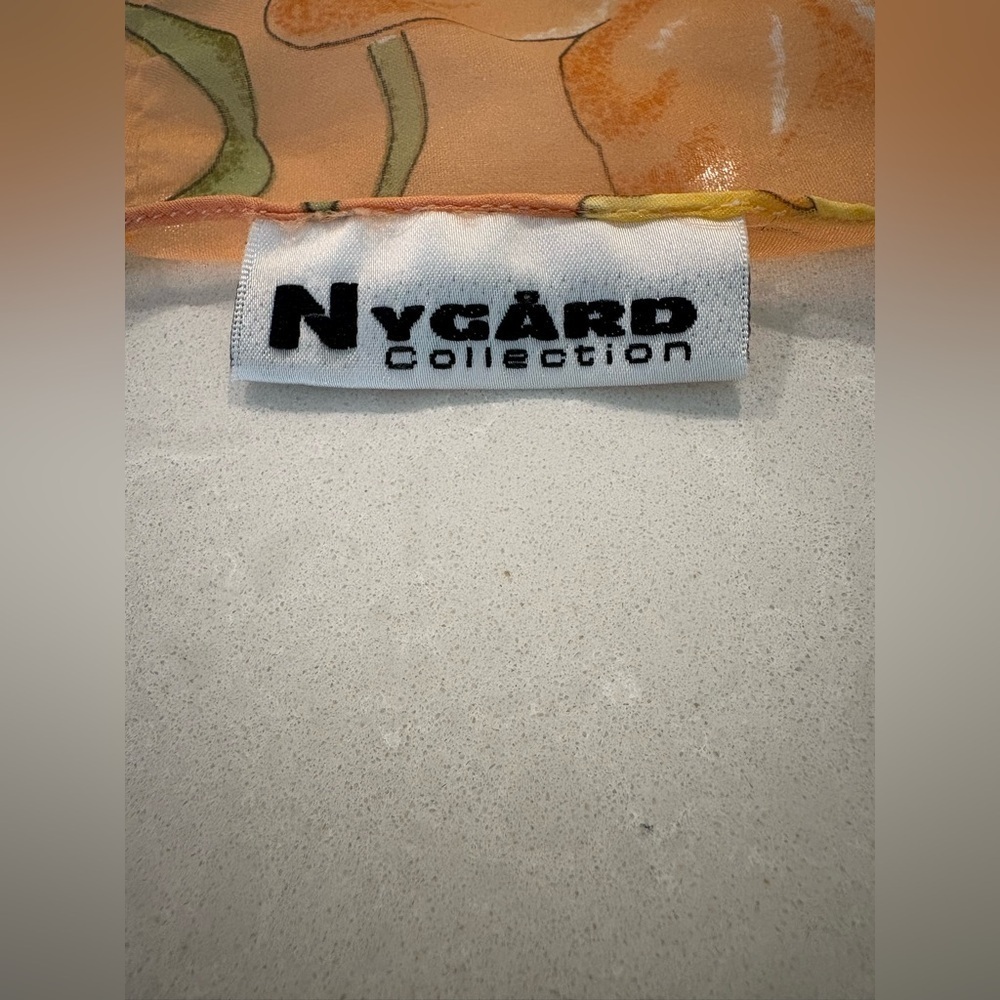 Nygard Collection Vintage-Style Floral Scarf - Peach, Yellow & Green - Picture 2 of 10